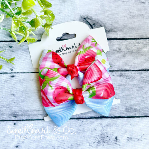 Strawberry Peekaboo Pigtail Bows