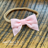 Light Pink Velvet Bow Baby Headband