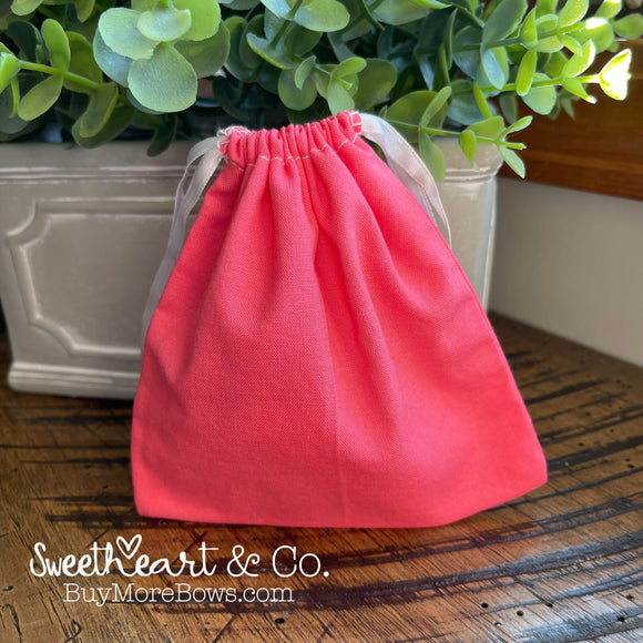 Solid Coral Pink Drawstring Bag