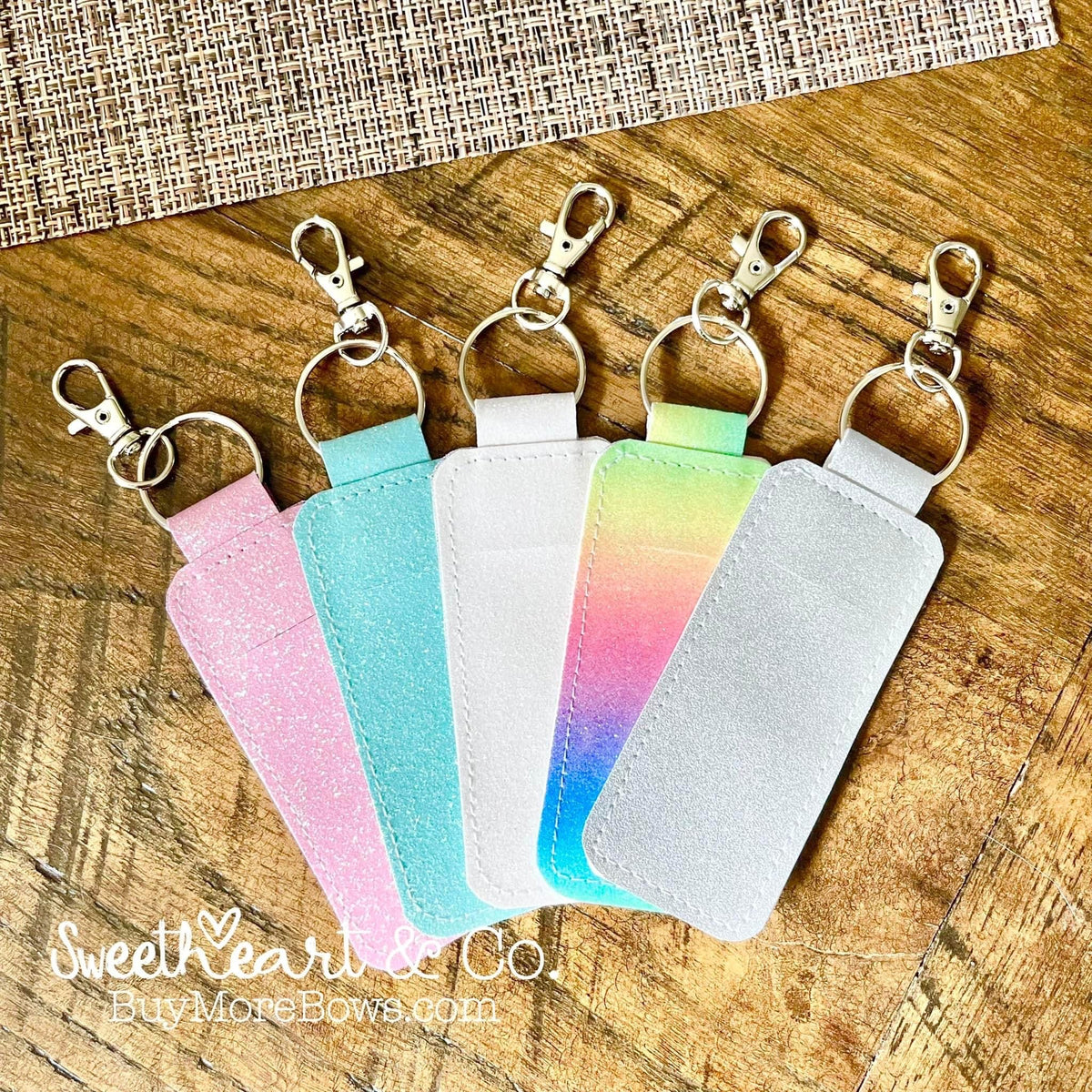 Mini Lip Balm and Holder Keychain in Glitter or Solid 