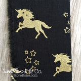 Black & Gold Unicorns Scrunchie