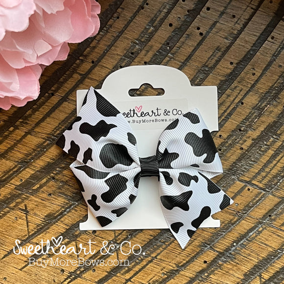 Cow Print Hair Bow