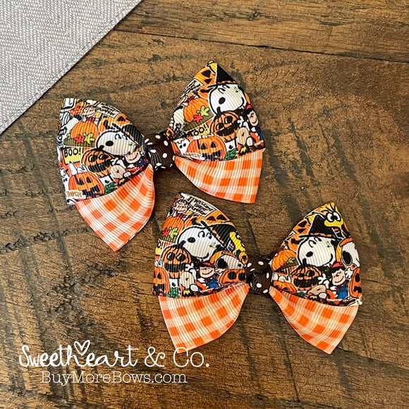 The Great Pumpkin Halloween Peekaboo Pigtail Bows
