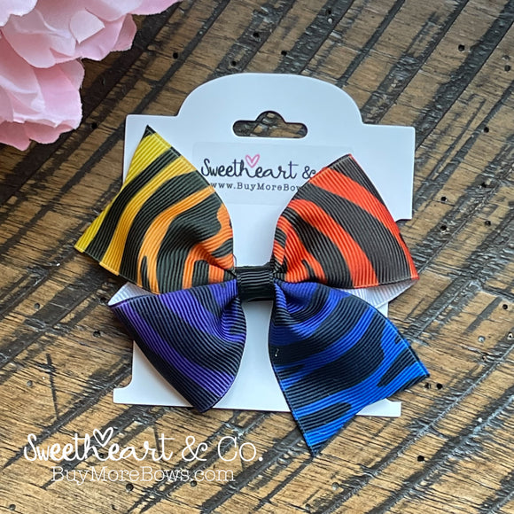 Rainbow Zebra Print Hair Bow