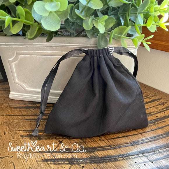 Solid Black Drawstring Bag