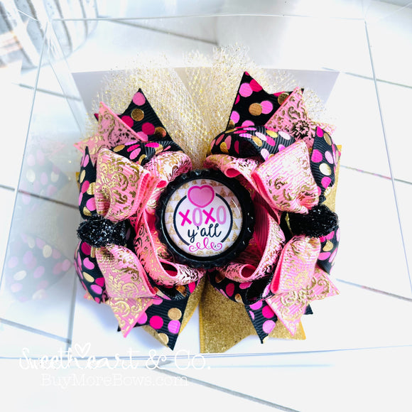 XOXO Pink & Gold OTT Boutique Bow