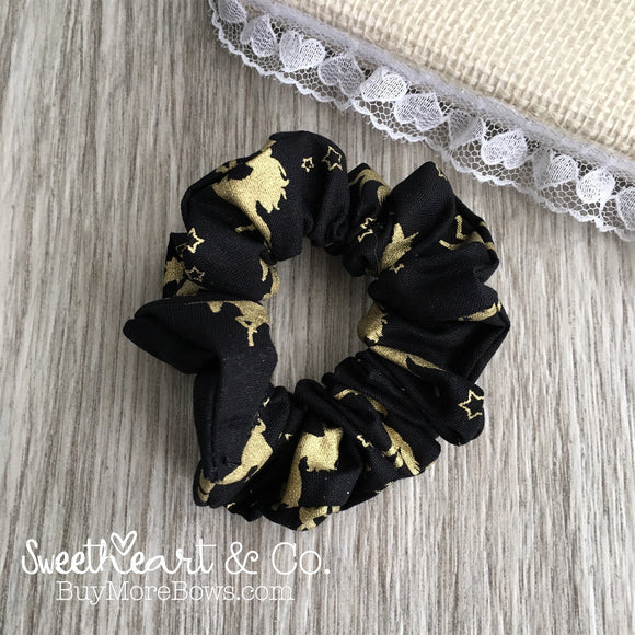 Black & Gold Unicorns Scrunchie