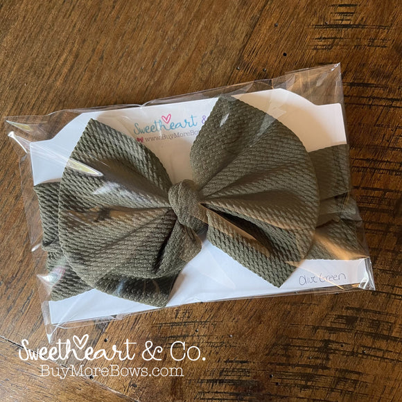 Olive Green Big Bow Baby Headwrap