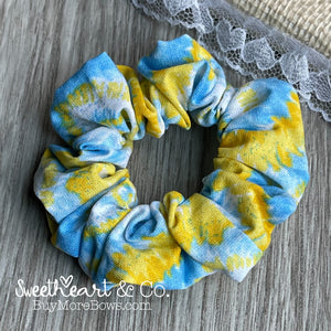 Blue & Yellow Tie Dye Scrunchie