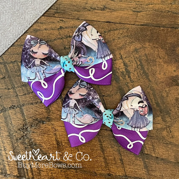 Ghoulie Girls Purple Halloween Peekaboo Pigtail Bows