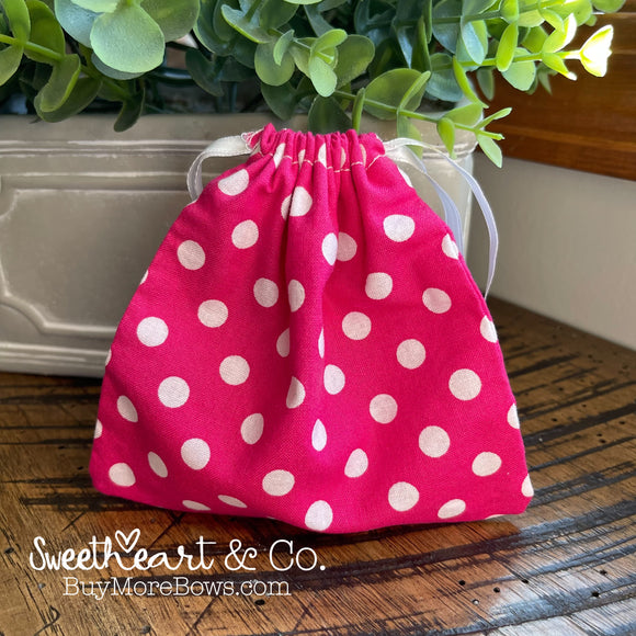 Hot Pink Mini Dots Drawstring Bag