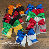 Gray & Red Sparkle Cheer Bow