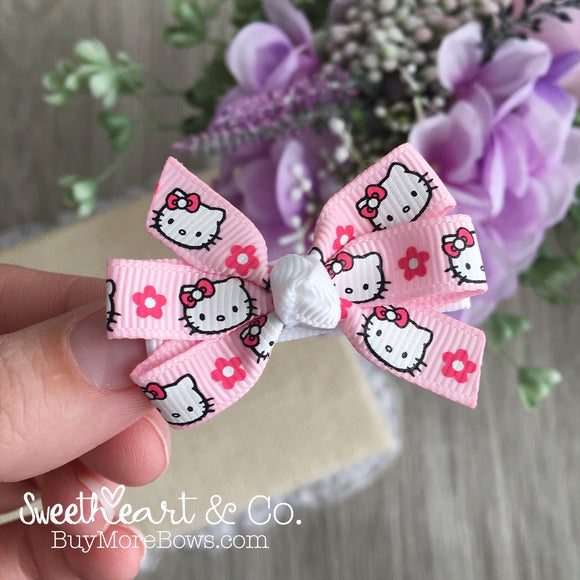 Cute Kitty Pink Mini Pinwheel Hairbow