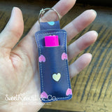 Whimsy Faux Leather Lip Balm Holder Keychain