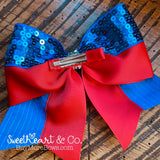 Gray & Red Sparkle Cheer Bow