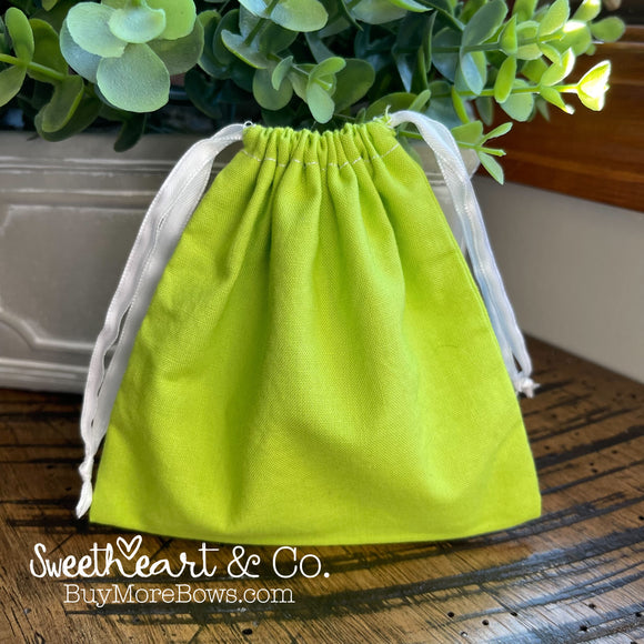 Solid Lime Green Drawstring Bag