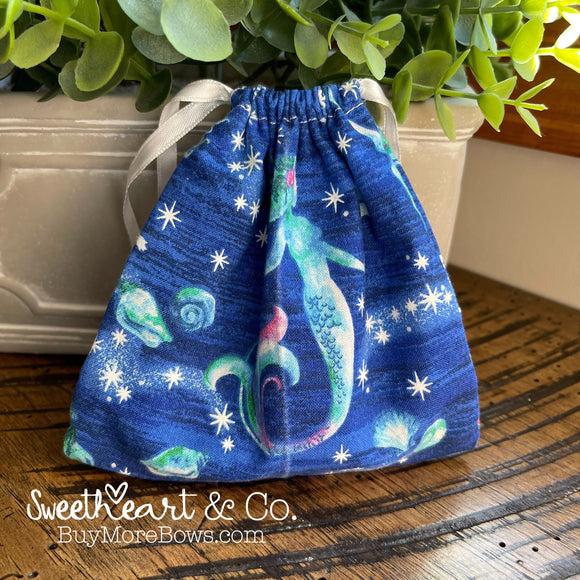 Blue Mermaids Drawstring Bag
