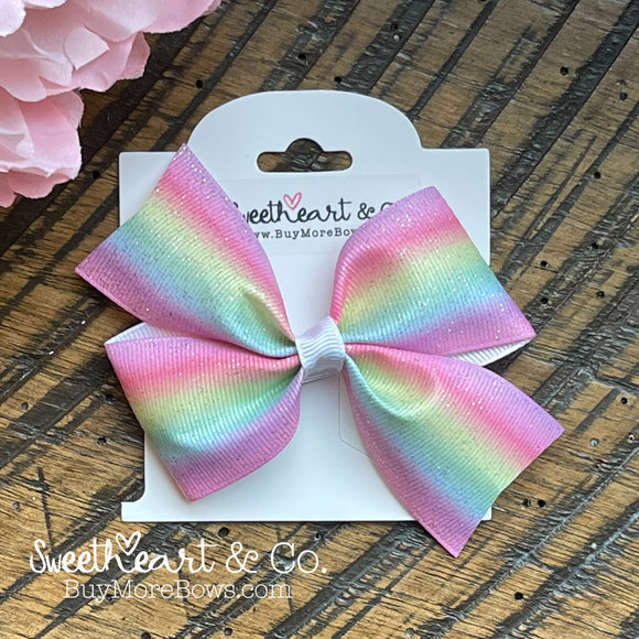 Glitter Pastel Rainbow Hair Bow