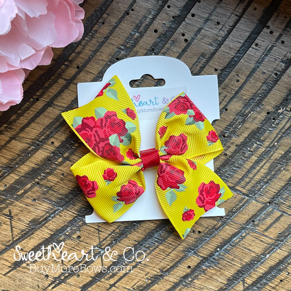 Red Roses Hair Bow