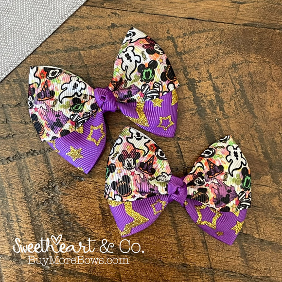 Spooky Mouse Halloween Peekaboo Pigtail Bows