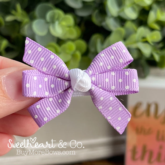 Lavender Swiss Dots Mini Pinwheel Hairbow