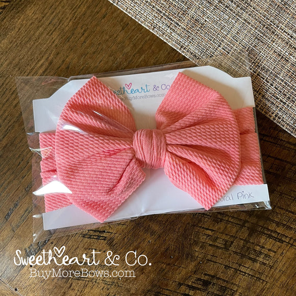 Coral Pink Big Bow Baby Headwrap