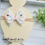 Neon Blue Fabric Bow Baby Headband