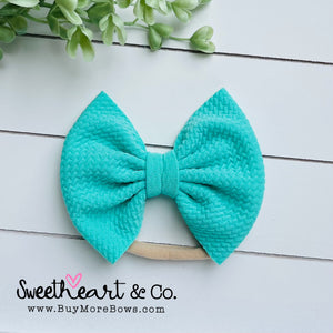 Teal Fabric Bow Baby Headband