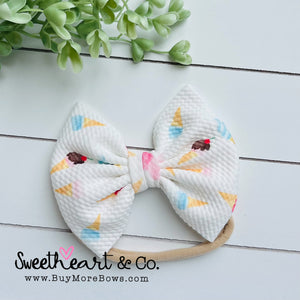 Ice Cream Fabric Bow Baby Headband