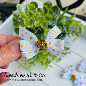 Gold Stars Mini Pinwheel Hairbow