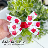 Red Roses Mini Pinwheel Hairbow