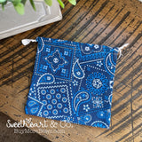 Blue Bandana Drawstring Bag