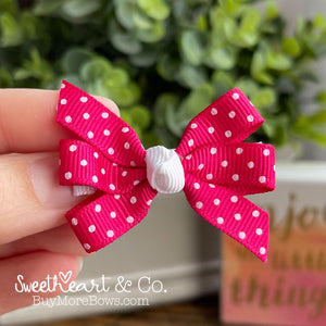 Deep Pink Swiss Dots Mini Pinwheel Hairbow