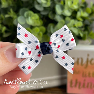 Navy Stars Mini Pinwheel Hairbow