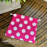 Pink & White Dots Drawstring Bag