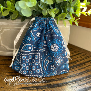 Blue Bandana Drawstring Bag