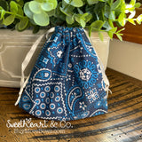 Blue Bandana Drawstring Bag