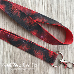 Red Galaxy Nebula Space Lanyard