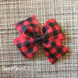 Black & Red Buffalo Plaid Hair Bow