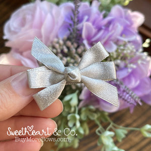 Silver Satin Mini Pinwheel Hairbow