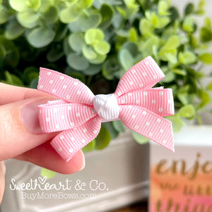 Pink Swiss Dots Mini Pinwheel Hairbow