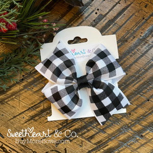 Black & White Buffalo Plaid Hair Bow