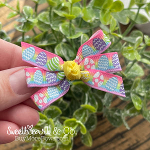 Rainbow Easter Eggs Mini Pinwheel Hairbow