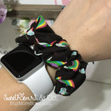 Rainbows on Black Scrunchie