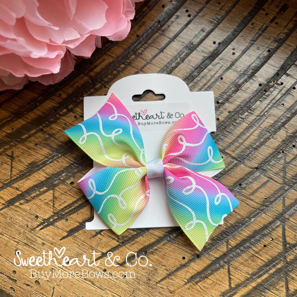 Rainbow Glitter Doodles Hair Bow