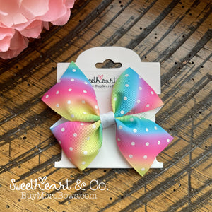 Rainbow Glitter Dots Hair Bow