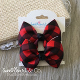 Red Buffalo Plaid Peekaboo Pigtail Bows