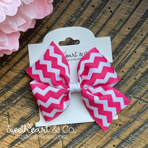 Pink Chevron Hair Bow