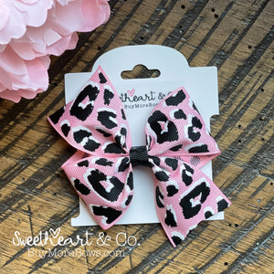 Light Pink Cheetah Hair Bow