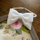 White Velvet Bow Baby Headband